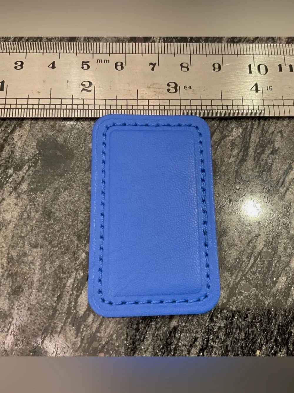 NEW Tumi Large 2-1/4” x 1-3/8” Leather Monogram Patch - BRIGHT BLUE color